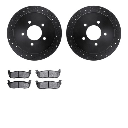 Dynamic Friction Company Rear Brake Rotors-Drilled and Slotted-Black with 3000 Series Ceramic Brake Pads 8302-54122